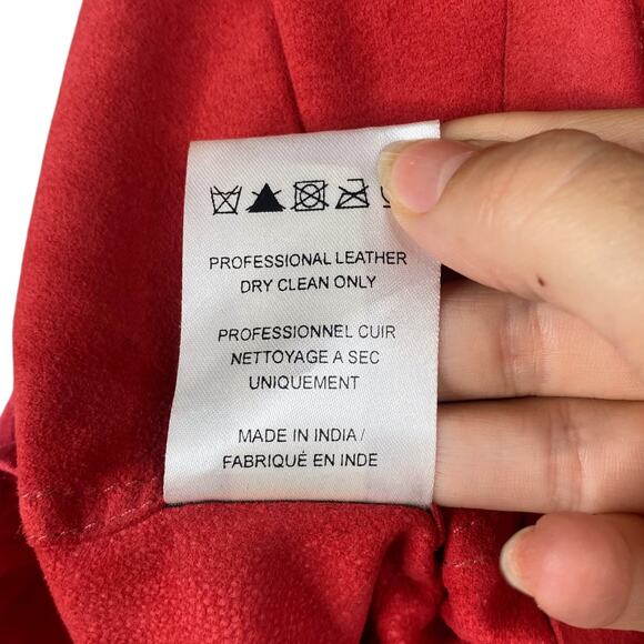 Free People Meet in The Middle Red Goat Suede Slip Dress SZ S - Picture 11 of 11